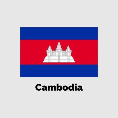Grafik ve web tasarımı için gri bir arkaplan üzerinde Kamboçya bayrağı tasarımı vektör çizimi.