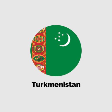 Türkmenistan grafik ve web tasarımı için gri bir arkaplan üzerinde bayrak tasarımı vektör çizimi.