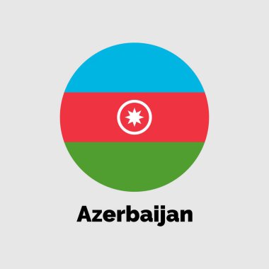 Azerbaycan bayrak yuvarlak simgesi gri arka planda. Vektör illüstrasyonu.