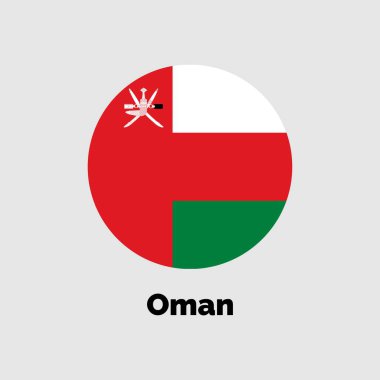 Grafik ve web tasarımı için gri bir arkaplan üzerinde Umman bayrağı tasarımı vektör çizimi.