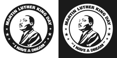 Martin Luther King Jr. Gün Vektör İllüstrasyonu: Mavi, Kırmızı ve Siyah Düz Çizgi Film Biçimi: