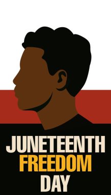 Minimalist Haziran Özgürlük Günü tasarımı, Afrikalı Amerikalı erkek profili silüet stili, özgürleşme ve kültürel kimlik onuruna