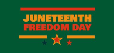 Haziran Özgürlük Günü posteri güçlü kırmızı ve yeşil renkler ve basit eğitim ve aktivizm düzeni