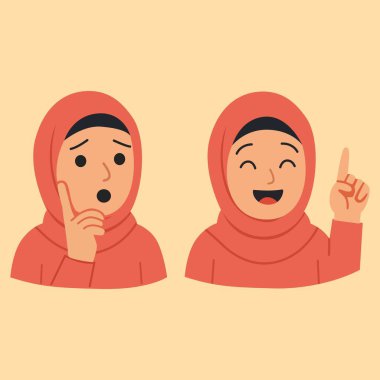 İki Müslüman Kız Bir Fikir Başörtüsü Veren Karikatür Çocuk Vektörü