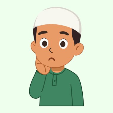 Düşüncelere dalmış Müslüman Çocuk