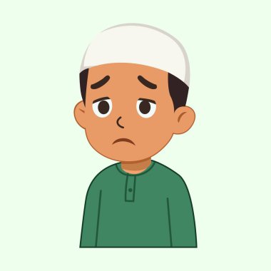 Endişeli Müslüman Çocuk İslami İfadesi Olan Karakter