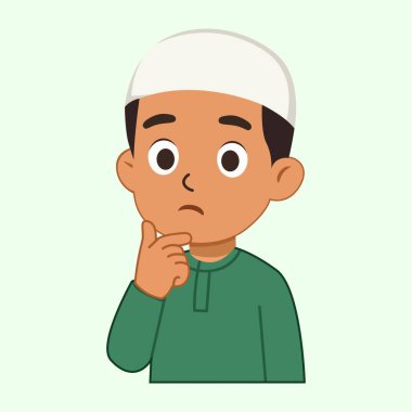 Tarafsız İfade ile Müslüman Çocuk İslami Çocuk Karakter Cephesi Görünümü