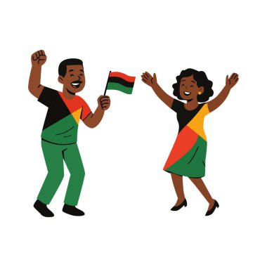 Gülümseyen Afro-Amerikan Karakterleri Haziranı Kutlaması Mutlu Siyah Çift Düz Vektör Tarzı