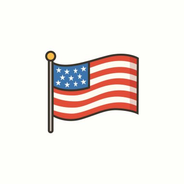 ABD 'nin, Amerikan gururunun, özgürlüğünün, demokrasisinin sembolü, 4 Temmuz içeriği ve ulusal tatil tasarımları için mükemmel bayrağını sallayan yassı vektörü