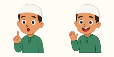 Müslüman Çocuk Gösteriyor, Şaşırdı Müslüman Çocuk İslami Çocuk Çizgi Filmi Karakteri