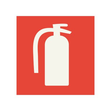 Yangın söndürücü kırmızı ikon vektörü, yangın önleme ve kontrol için acil durum güvenlik ekipmanları sembolü