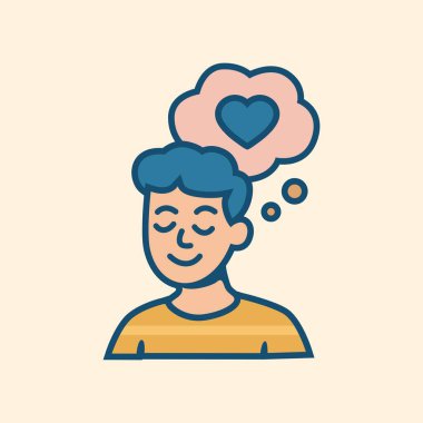 Zihinsel sağlık ikonu, aşkı, olumlu düşünceleri, duygusal dengeyi ve terapi desteğini sembolize eder.