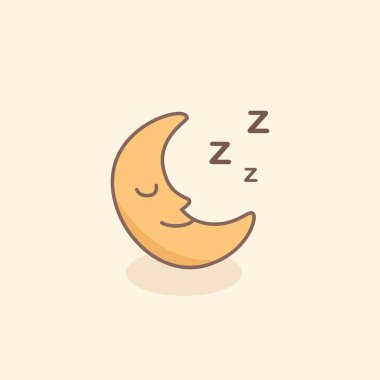 Uyuyan Ay yüzünün düz çizimi gece uykusunu, huzurlu uykuyu, çocukların uyku masallarını ve sakin gece atmosferini simgeliyor.