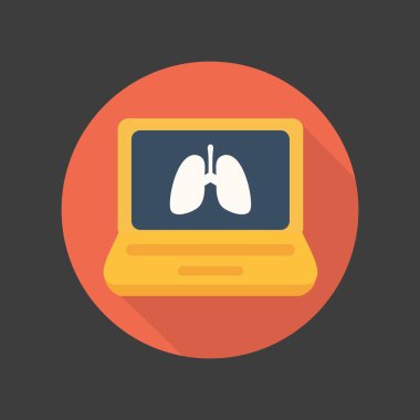 Çevrimiçi Solunum Tatbikatı Düz Simgesi Zihinsel Sağlık, Stres Rahatlaması ve Sıcak Çember Biçimli Farkındalık Eğitimi Laptop 'ta