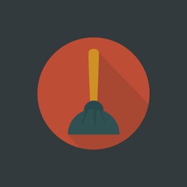 Temizlik için Süpürge Simgesi Minimalist Biçim Vektör İlülasyonu