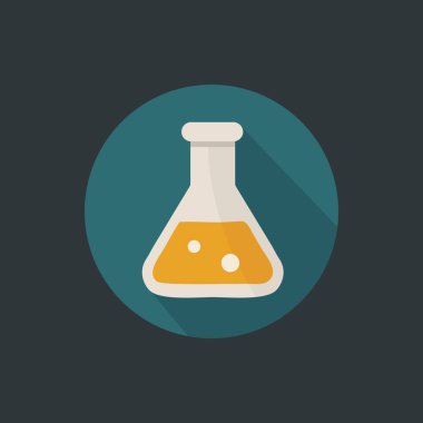 Kimya Şişesi Simgesi Düz Tasarım Laboratuar Bilim Sembolü Çemberde