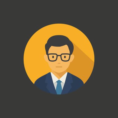 Gözlüklü Düz İş Adamı Simgesi Erkek Avatar