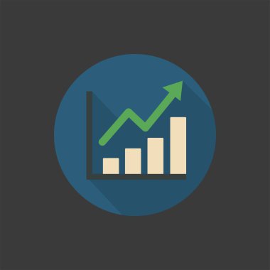 Arrow Up Finans, İstatistik ve Analitik Vektör İllüstrasyonlu Düz İş Büyüme Çizelgesi Simgesi Simgesi