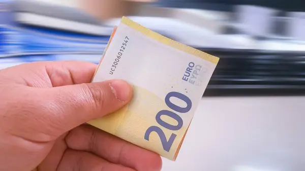 Achtergrondinformatie Eurobankbiljetten Europees Papiergeld Met Biljetten Van 100 200 500 — Stockfoto