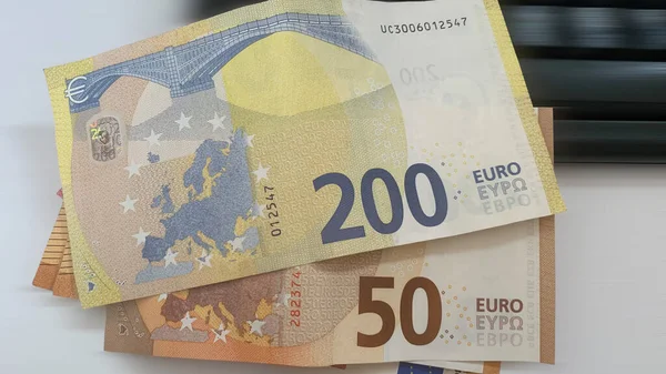 Fondo Billetes Euros Fondo Europeo Papel Moneda Con Billetes 100 —  Fotos de Stock