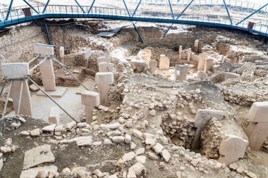 Sanliurfa 'da Göbeklitepe. Dünyanın en eski tapınağı. Göbekli Tepe bir UNESCO Dünya Mirası sahası.