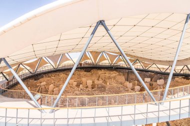 Sanliurfa 'da Göbeklitepe. Dünyanın en eski tapınağı. Göbekli Tepe bir UNESCO Dünya Mirası sahası.