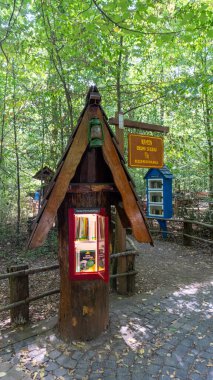 Kocaeli Ormanya şehir parkındaki ağaçlar arasında orman kütüphanesi, 24 Ağustos 2024, Kartepe, Kocaeli