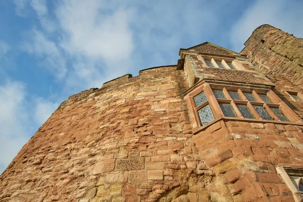 stock image Looking upwards at a castle wall