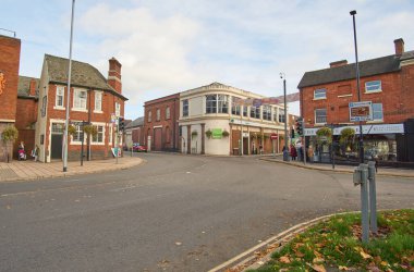 Town center scene in Tamworth, Staffordshire, UK                