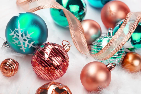 Assorted Christmas Decorations Ribbon Stock Photo