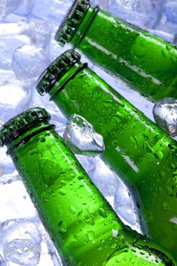 Bira şişeleri ve buz örneği.