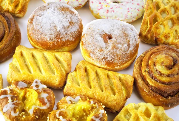 stock image Selection of baked sweet cakes and doughnuts