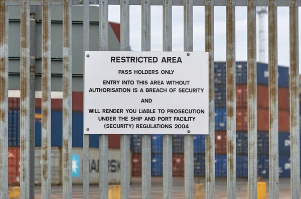stock image Security notice on a steel fence           