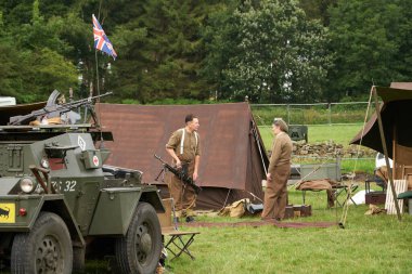 British WW2 military reenactment scene                   clipart