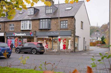 Bridal dress shop in Matlock town center, Derbyshire, UK clipart