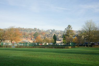 Town and park scene in Matlock, Derbyshire, UK clipart