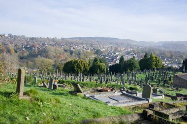 Matlock town seen from St Giles cemetery, Derbyshire, UK clipart