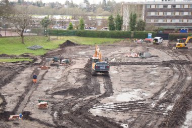 New school sports pitch under development in Chester, UK clipart