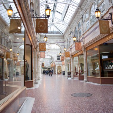 Scene inside a shopping mall in Chester, UK clipart