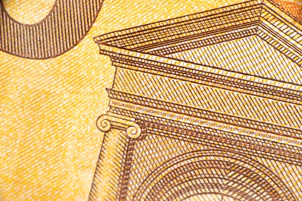 Cierre Macro Fragmento Parte Del Billete Euros Concepto Dinero Mundial — Foto de Stock