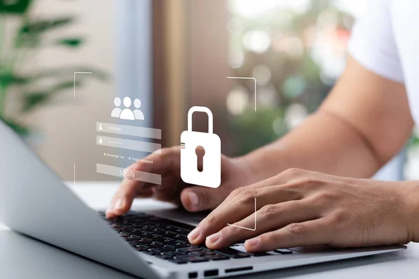 Cybersecurity Privacy Concepts Protect Data Lock Icon Internet Network Security — Foto Stock