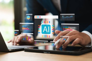 İş adamları dünyayı iş ve teknoloji bilgisi ve tüketici davranış analizi için yapay zeka teknolojisini kullanıyorlar. çevrimiçi pazarlamada, Ai uygulamalarında.