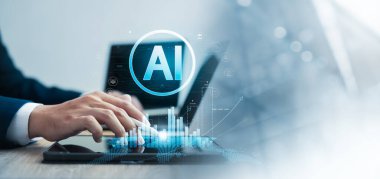 Yapay Zeka Beyin Teknolojisi Yapay Zeka, İnsanlar verimliliği arttırmak için yapay zeka kullanır, online ağlardaki büyük verilere ulaşmak için arama uygulamaları, gelecek teknolojisi.