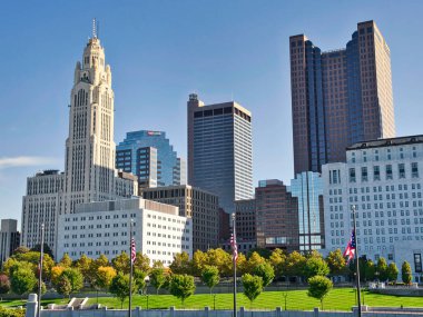 Downtown Columbus, Ohio city view from the Scioto river  clipart