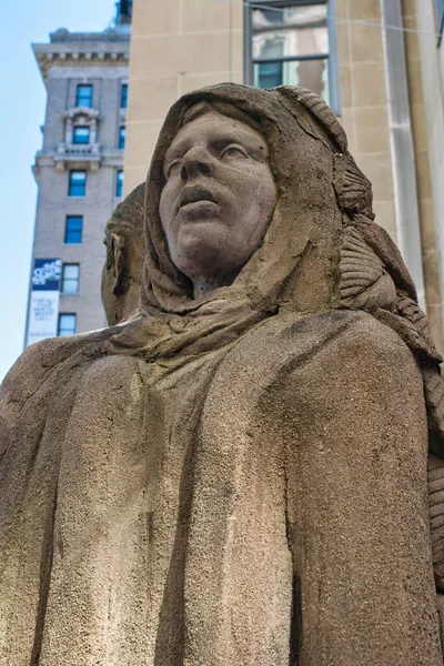 stock image The Immigrants monument up close Clarksburg WV Near the Harrison County Courthouse USA 2023