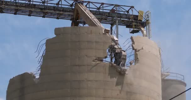 Close Demolition Grain Silo Circleville Ohio Portugal — Vídeo de Stock