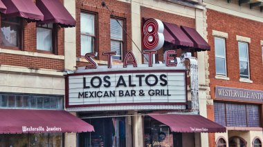 Eyalet Tiyatrosu, Westerville şehir merkezindeki Ohio USA 2025. Artık Los Altos adında bir restoran..