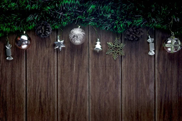 Christmas Holiday Composition Beautiful Xmas Black Board Framed Decoration Items — Stock Photo, Image