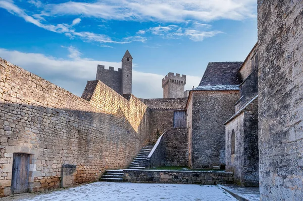 Castillo Feudal Beynac Cazenac Invierno Perigord Nueva Aquitania Francia — Foto de Stock