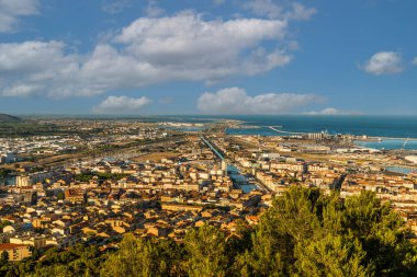 Occitanie, Fransa 'daki Mont Saint Clair' den Ste 'nin panoramik görüntüsü